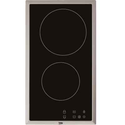 Beko HDMC32400TX  30cm Electric Ceramic Domino Hob with Stainless Steel Frame